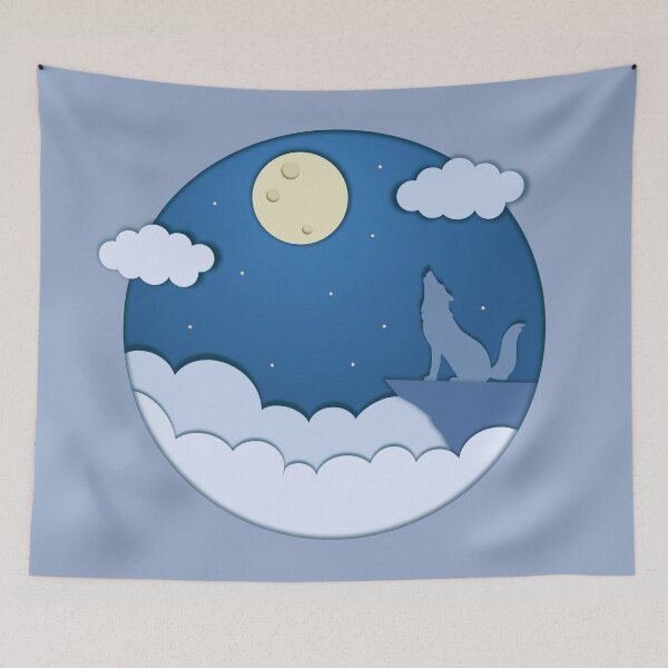Item preview, Howling Wolf Under Moon and Clouds designed and sold by CozyLittleShop.