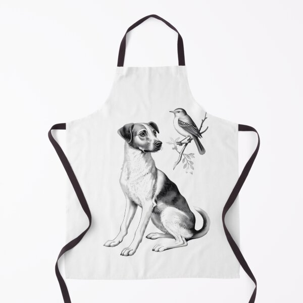 Item preview, Dog Sitting Watching Bird On Branch designed and sold by Linework Studio.