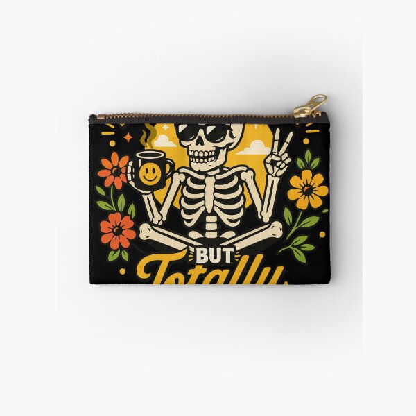 Item preview, Mentally Ill but Totally Chill Funny Skeleton Coffee Quote with Retro Floral Vibes designed and sold by Huddy-clothes.