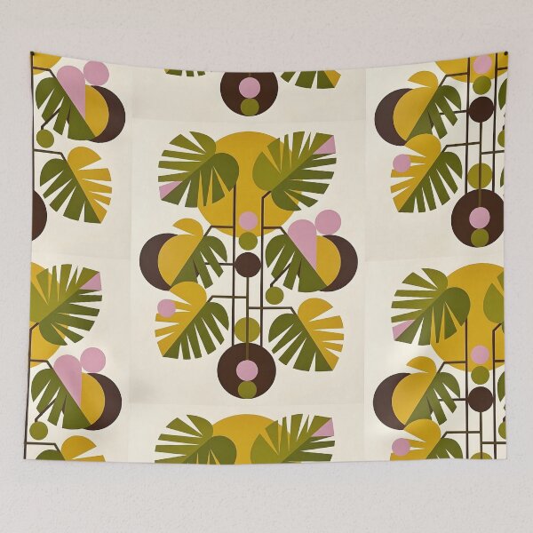 Item preview, Abstract Geometric Monstera Art Print | Mid Century Concrete Botanical Poster | Avant Garde Minimalist Plant Canvas designed and sold by SergioMiklos.