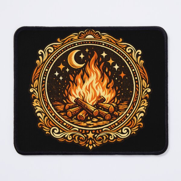Item preview, Campfire Badge Design | Retro Vintage Camping Aesthetic T-Shirt designed and sold by VaultVibes.