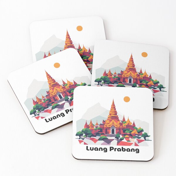 Item preview, Luang Prabang Laos Travel Poster - Abstract Buddhist Temple Art designed and sold by OzzFrequency.