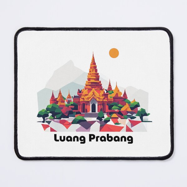 Item preview, Luang Prabang Laos Travel Poster - Abstract Buddhist Temple Art designed and sold by OzzFrequency.