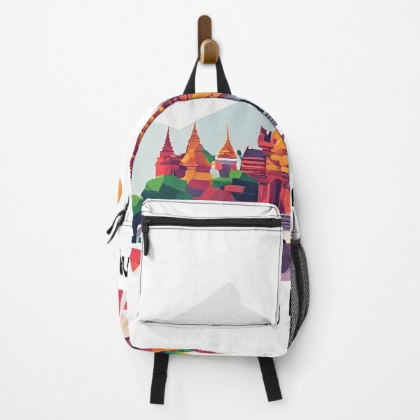 Item preview, Luang Prabang Laos Travel Poster - Abstract Buddhist Temple Art designed and sold by OzzFrequency.