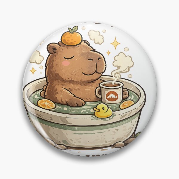 Item preview, Cute Capybara Hot Spring Relax & Unwind Kawaii Cartoon Bath designed and sold by RishavShandily.