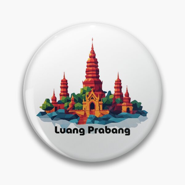 Item preview, Luang Prabang Laos Travel Poster - Abstract Buddhist Temple Art designed and sold by OzzFrequency.