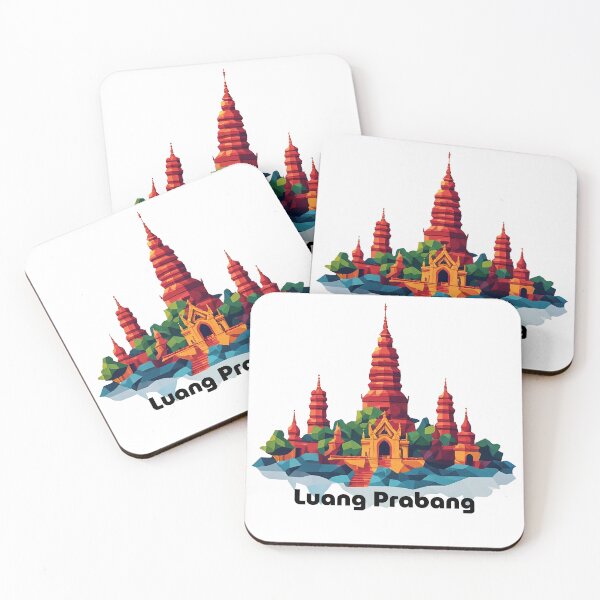 Item preview, Luang Prabang Laos Travel Poster - Abstract Buddhist Temple Art designed and sold by OzzFrequency.