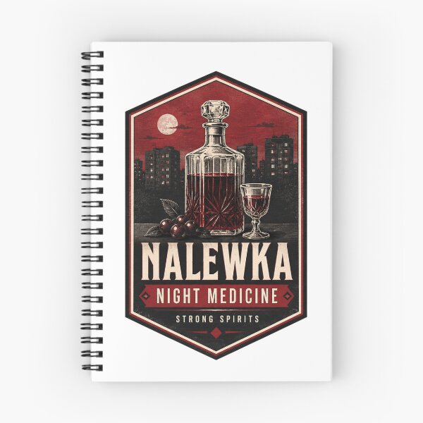 Item preview, Nalewka Night Medicine Polish Strong Spirits Retro Badge Design designed and sold by Soft Panic Studio.