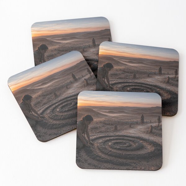 Item preview, Ancient Desert Spiral Pilgrimage Art Print | Prehistoric Sacred Landscape Wall designed and sold by Element Horizon Studio.
