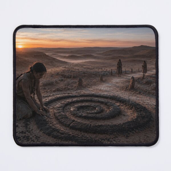 Item preview, Ancient Desert Spiral Pilgrimage Art Print | Prehistoric Sacred Landscape Wall designed and sold by Element Horizon Studio.