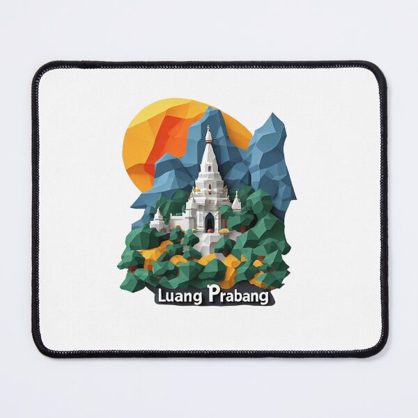 Item preview, Luang Prabang Laos Travel Poster - Abstract Buddhist Temple Art designed and sold by OzzFrequency.