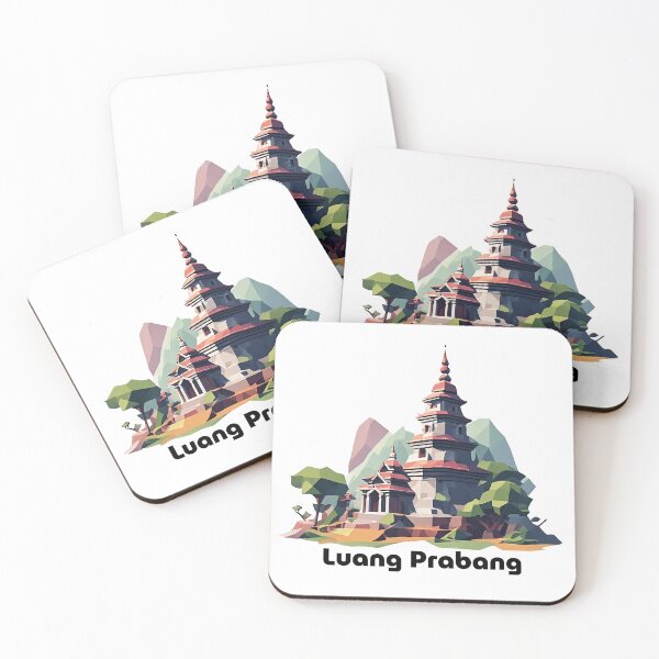 Item preview, Luang Prabang Laos Travel Poster - Abstract Buddhist Temple Art designed and sold by OzzFrequency.