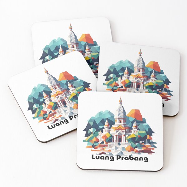 Item preview, Luang Prabang Laos Travel Poster - Abstract Buddhist Temple Art designed and sold by OzzFrequency.