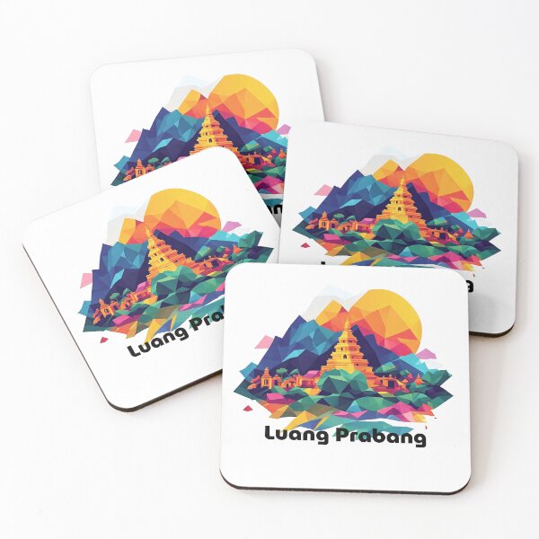 Item preview, Luang Prabang Laos Travel Poster - Abstract Buddhist Temple Art designed and sold by OzzFrequency.