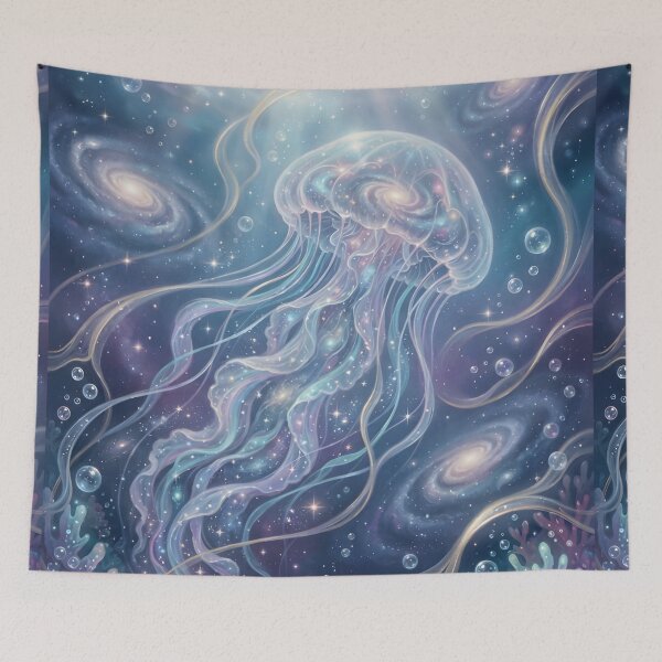 Item preview, Jellyfish Galaxy – Dreamy Cosmic Ocean Wall Art designed and sold by ZyxDes.