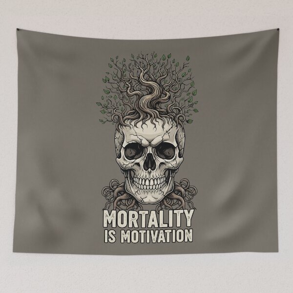 Item preview, Mortality Is Motivation Stoic Skull Tree Memento Mori designed and sold by Amir Faysal.