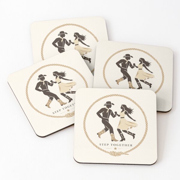 Item preview, Couple dancing country two-step. Silhouette partners in cowboy boots mid-dance move. Romantic western line dance illustration. designed and sold by Creative88Art.