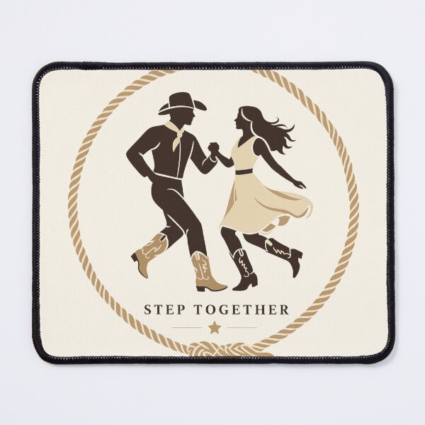 Item preview, Couple dancing country two-step. Silhouette partners in cowboy boots mid-dance move. Romantic western line dance illustration. designed and sold by Creative88Art.