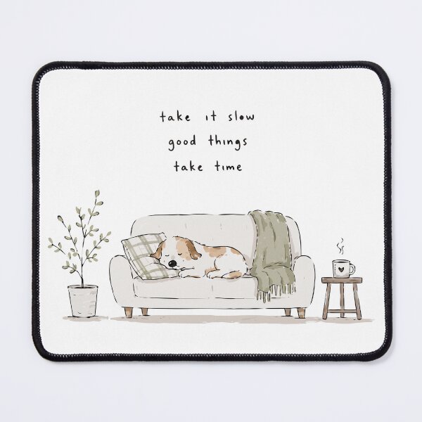 Item preview, Take It Slow | Cozy Dog Minimalist Wall Art designed and sold by zenarty design.