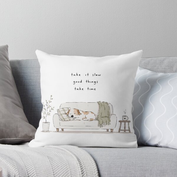Item preview, Take It Slow | Cozy Dog Minimalist Wall Art designed and sold by zenarty design.