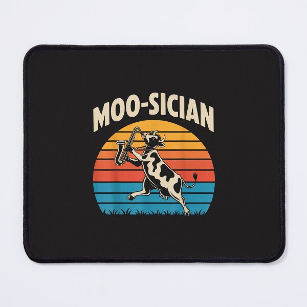 Item preview, Moo-Sician Funny Cow Playing Saxophone Retro Sunset Music Lover Design designed and sold by kiralynstration.