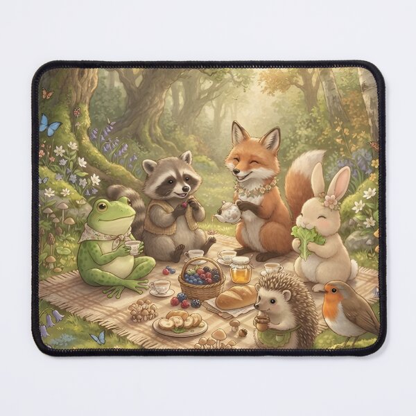 Item preview, Forest Friends Picnic Whimsical Woodland Animal Illustration | Cute Nature Art designed and sold by ZyxDes.
