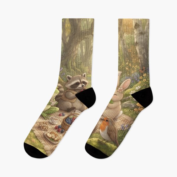 Item preview, Forest Friends Picnic Whimsical Woodland Animal Illustration | Cute Nature Art designed and sold by ZyxDes.
