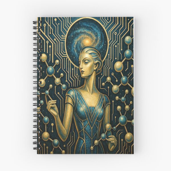 Item preview, ArtDeco Cosmic Mind – Golden Techno‑Spirals & Blue Fusion Intelligence designed and sold by FotoworldEdel.