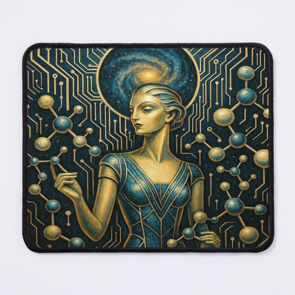Item preview, ArtDeco Cosmic Mind – Golden Techno‑Spirals & Blue Fusion Intelligence designed and sold by FotoworldEdel.