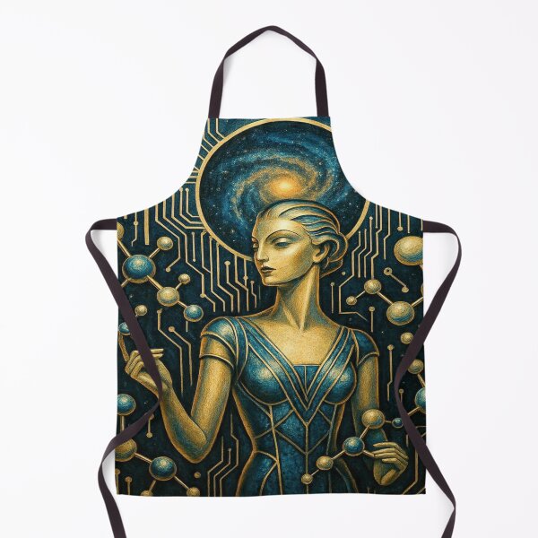 Item preview, ArtDeco Cosmic Mind – Golden Techno‑Spirals & Blue Fusion Intelligence designed and sold by FotoworldEdel.