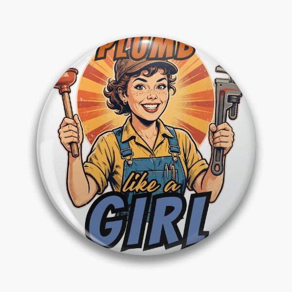 Item preview, Plumb Like A Girl | Female Plumber | Tradeswoman Retro Comic Art | Woman in Trades designed and sold by Neurospicy Trolls.