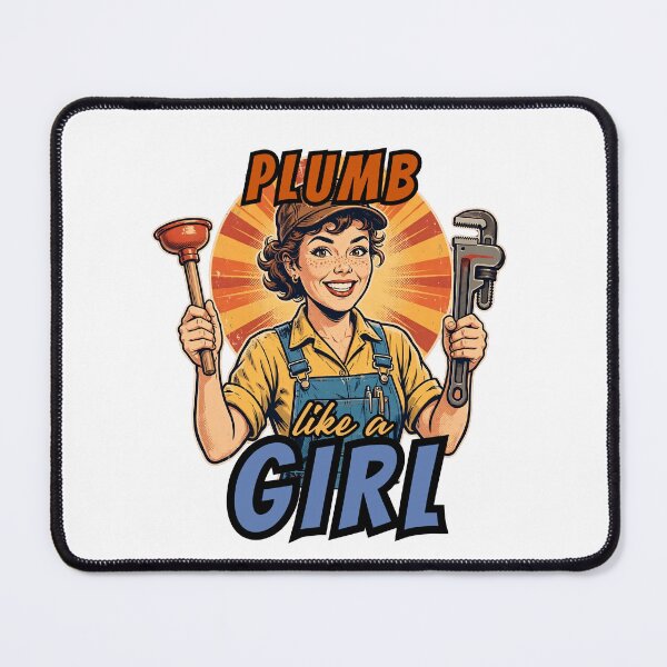 Item preview, Plumb Like A Girl | Female Plumber | Tradeswoman Retro Comic Art | Woman in Trades designed and sold by Neurospicy Trolls.