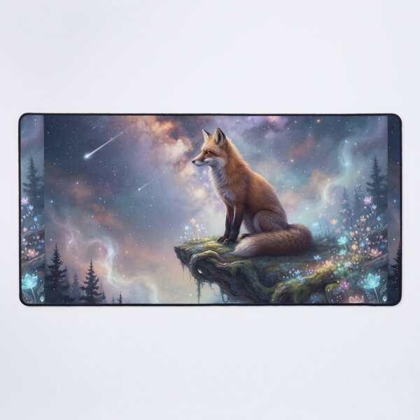 Item preview, Celestial Fox Night Sky Fantasy Wildlife Illustration | Cosmic Spirit Animal Art designed and sold by ZyxDes.