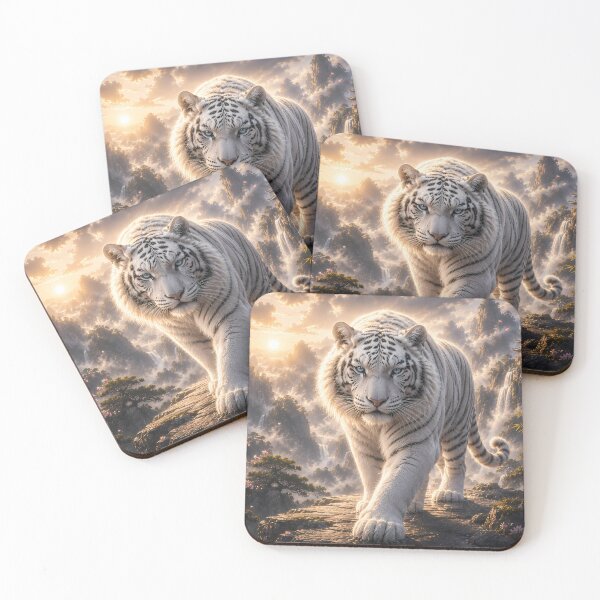 Item preview, Majestic White Tiger in Moonlit Forest | Fantasy Wildlife Art | Digital Painting designed and sold by ManJiangHong.