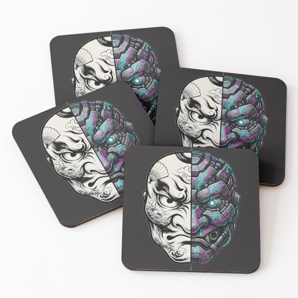 Item preview, Title: Neon Paradox: Cyber-Tengu Split Mask designed and sold by Neo Tokio.