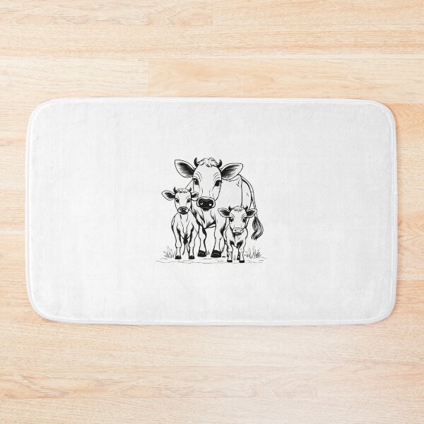 Item preview, Loving Mother Cow with Twin Calves – Charming Black and White Farm Animal Illustration designed and sold by Artisan Finds Online.