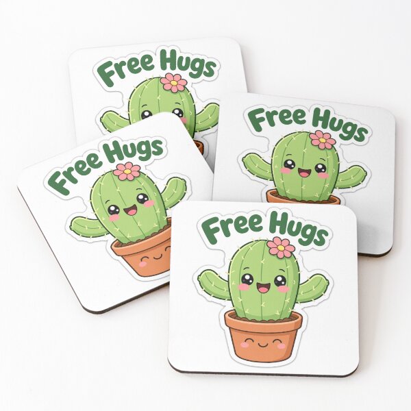Item preview, Free Hugs Cute Cactus in a Pot Kawaii designed and sold by BoosterShop.