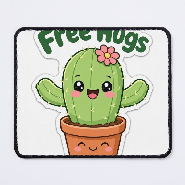Item preview, Free Hugs Cute Cactus in a Pot Kawaii designed and sold by BoosterShop.