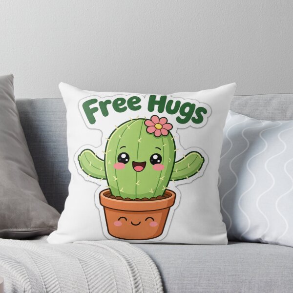 Item preview, Free Hugs Cute Cactus in a Pot Kawaii designed and sold by BoosterShop.