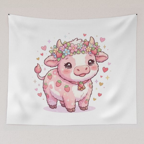 Item preview, Cute Strawberry Cow T-Shirt | Kawaii Floral Cow | Pastel Cottagecore Aesthetic designed and sold by Faisal  Shah.