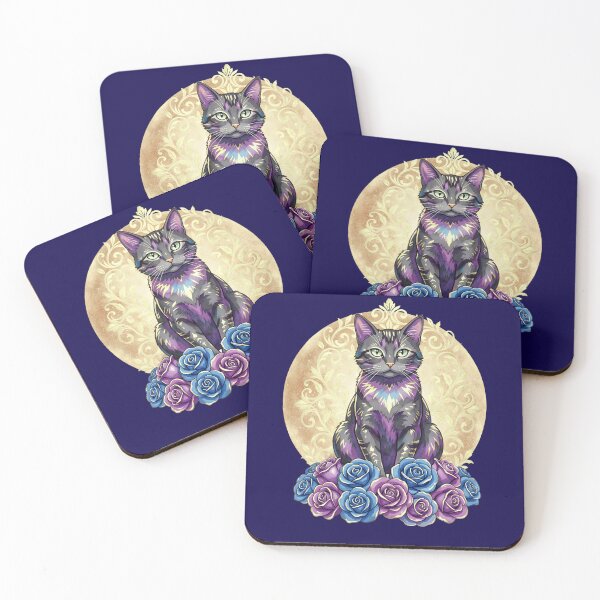 Item preview, Celestial Cat & Moon Roses | Witchy Watercolor Floral designed and sold by Starlett Designs.