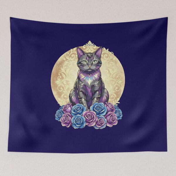 Item preview, Celestial Cat & Moon Roses | Witchy Watercolor Floral designed and sold by Starlett Designs.