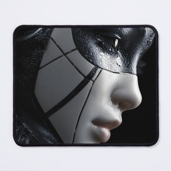 Item preview, Black and White Android Mask Close-Up Futuristic Portrait designed and sold by cyberartmaker.
