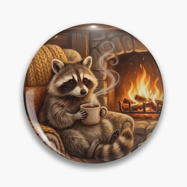 Item preview, Cozy Coffee Raccoon – Cottagecore Woodland Animal Wall Art designed and sold by ZyxDes.