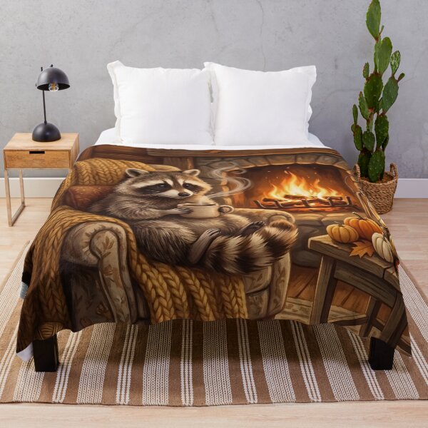 Item preview, Cozy Coffee Raccoon – Cottagecore Woodland Animal Wall Art designed and sold by ZyxDes.
