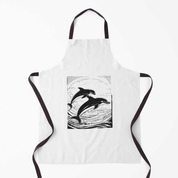 Item preview, Playful Dolphins in Ocean Waves – Elegant Black and White Marine Life Illustration designed and sold by Artisan Finds Online.