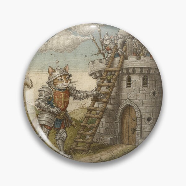 Item preview, Medieval Cat Knight Besieging a Castle of Mice Manuscript Art designed and sold by PictorialWhimsy.