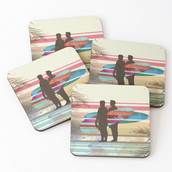 Item preview, Vintage Retro Tropical Surfer Silhouette with Longboards designed and sold by Karin Taylor.