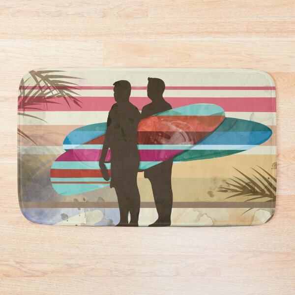 Item preview, Vintage Retro Tropical Surfer Silhouette with Longboards designed and sold by Karin Taylor.