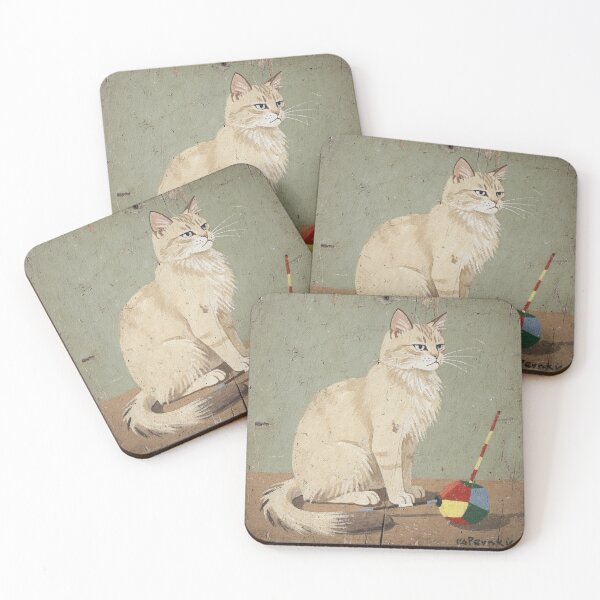 Item preview, Sulking Balinese Cat Ignoring a Brand-New Toy Folk Art designed and sold by PictorialWhimsy.